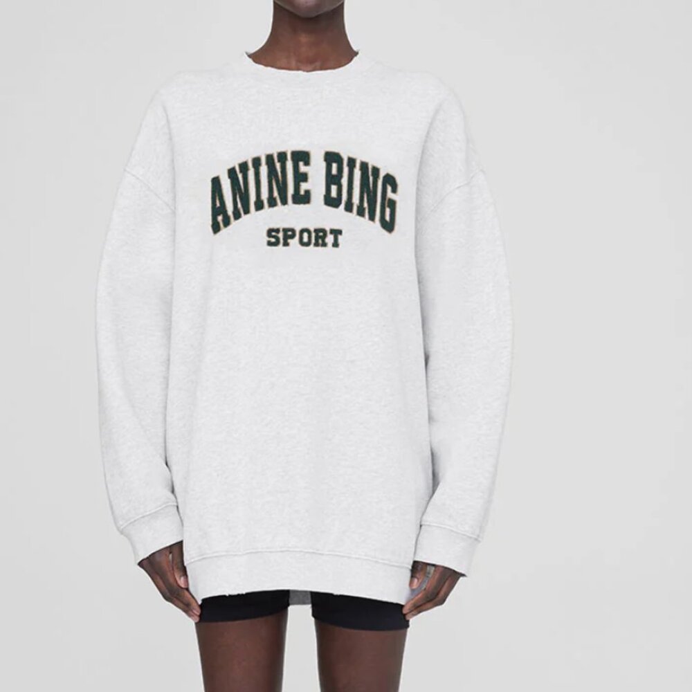 Anine Bing Tyler Sweatshirt Heather Grey crew small overesized